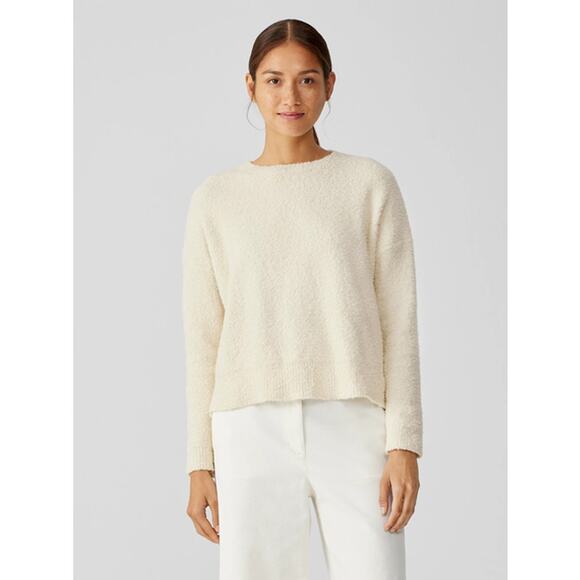 Eileen Fisher Sweaters - Eileen Fisher COZY Organic Cotton Boucle Boxy Sweater French Vanilla Women's XL